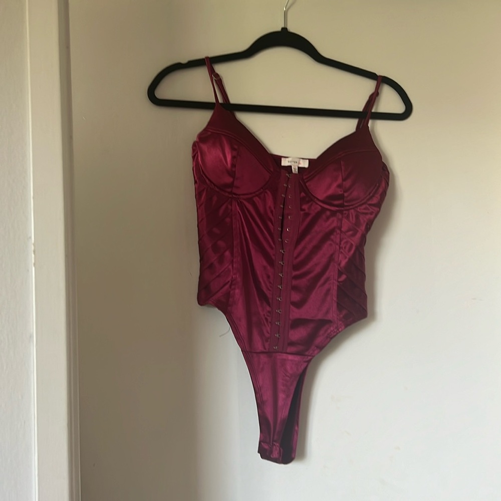 Maroon sexy unitard